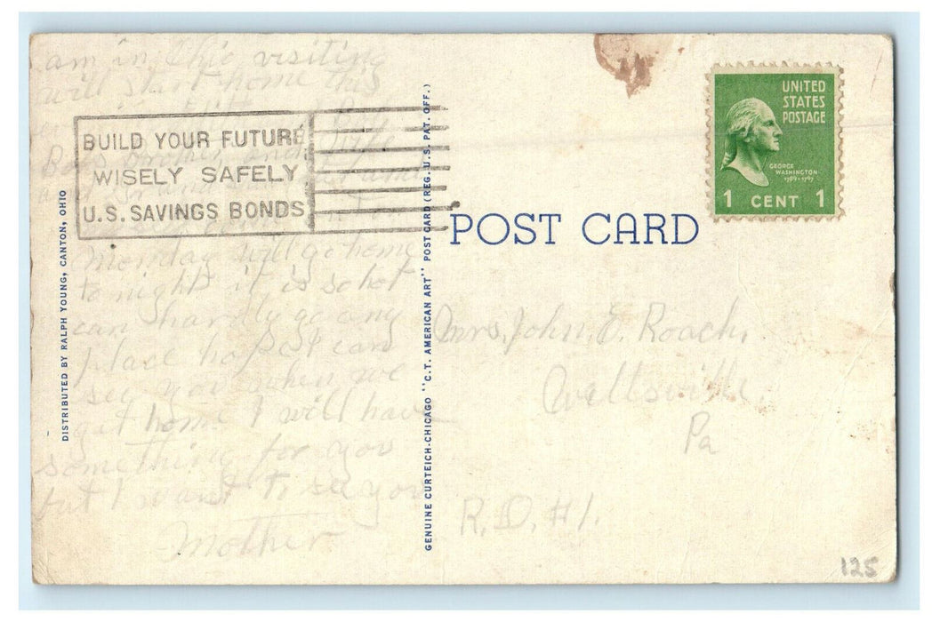 c1930s Fawcett Stadium, Canton Ohio OH Vintage Posted Cancel Postcard