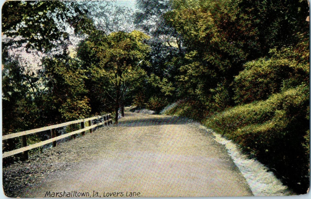 1908 Lovers Lane View, Marshalltown Iowa IA Unposted Antique Postcard