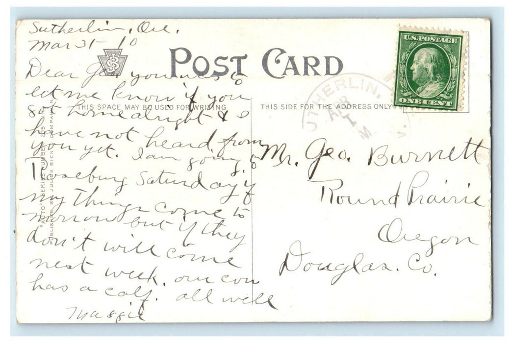 1910 Tonneau Antique Classic Car Sparker Southerlin Oregon Funny Humor Postcard