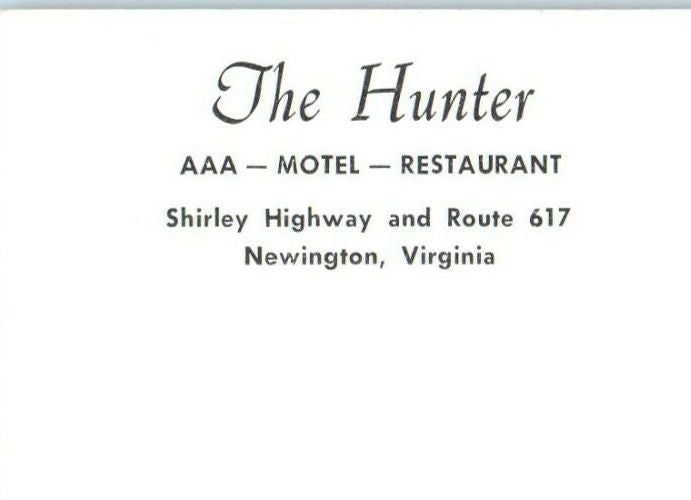 c1940's The Hunter Motel And Restaurant View Newington Virginia VA Postcard