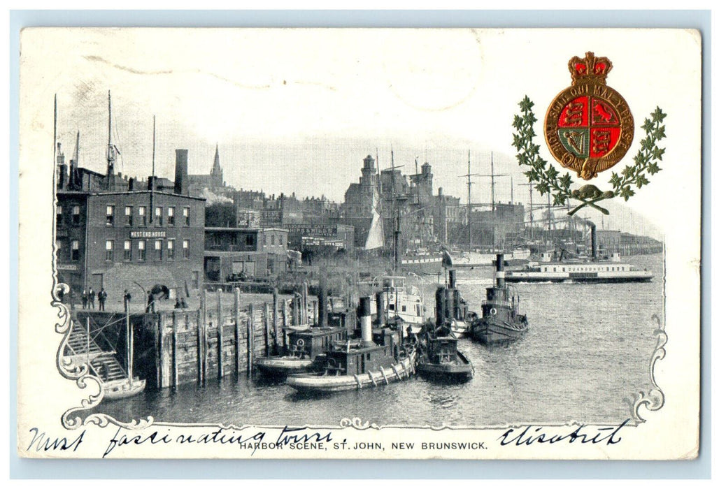 1903 Harbor at St. John New Brunswick CA Springfield MA PMC Postcard