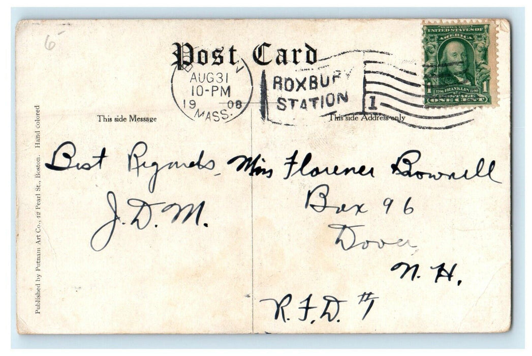 1908 Marshall's Hill Boathouse, Dorchester Massachusetts Antique Postcard