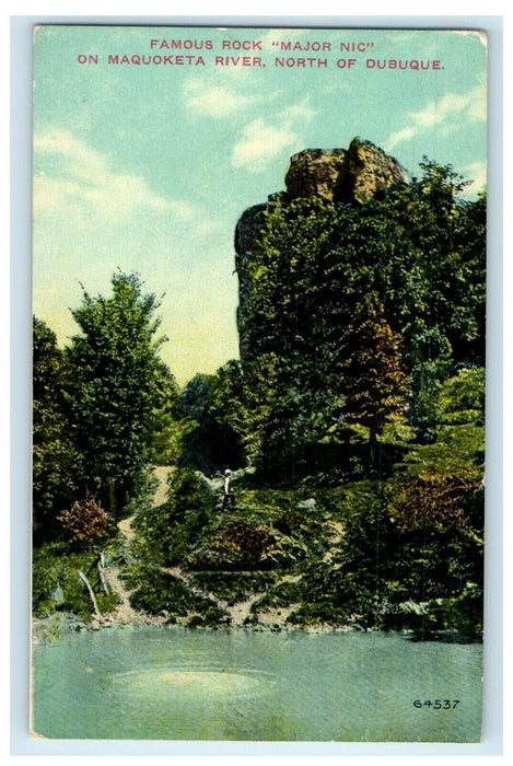 1908 Famous Rock "Major Nic" North of Dubuque Iowa IA Antique Postcard
