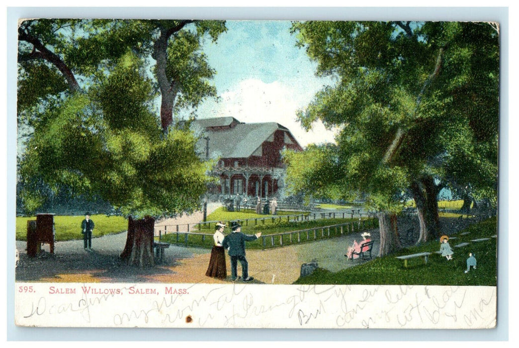 1906 Salem Willows, Salem Massachusetts MA Boston Circuit RPO Postcard