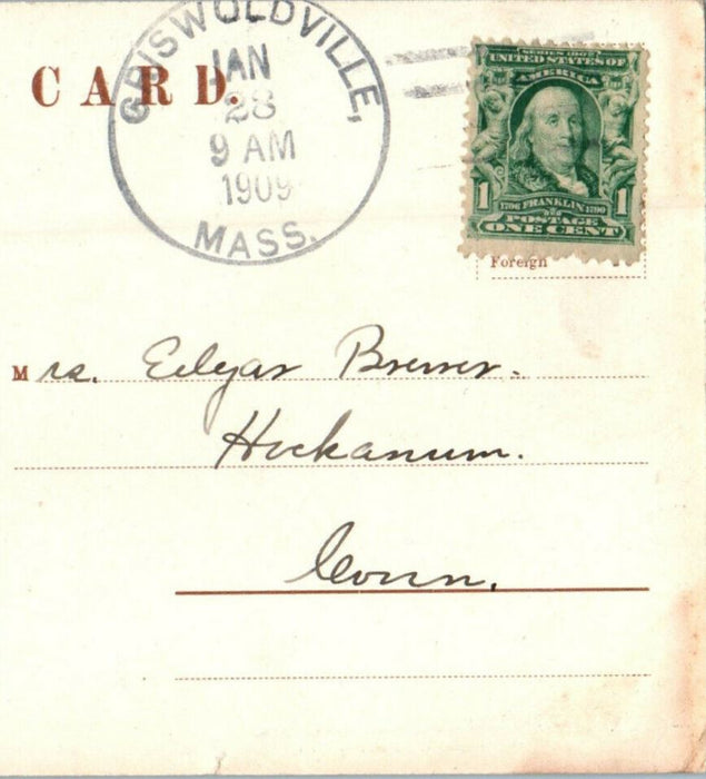 1909 The Mountain Brook, Griswoldville, Massachusetts MA Antique Posted Postcard
