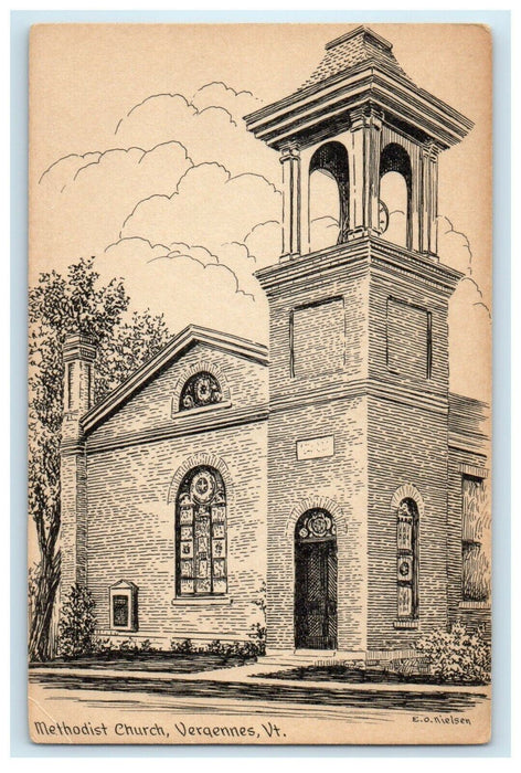 1915 Methodist Church, Vergennes Vermont VT Unposted Antique Postcard