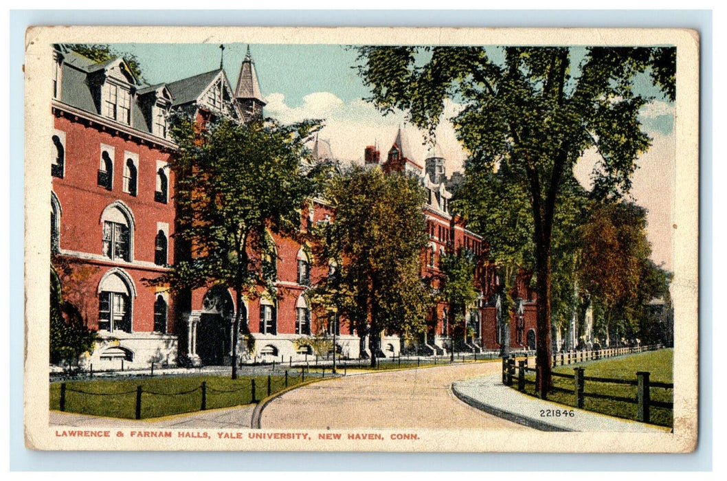 c1910s Lawrence & Farnam Halls, Yale University, Connecticut CT Postcard