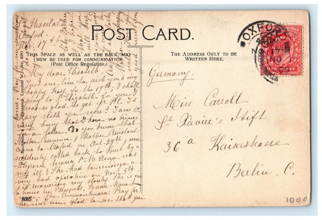1909 St. Ursula's Convent Oxford, London United Kingdom UK Postcard
