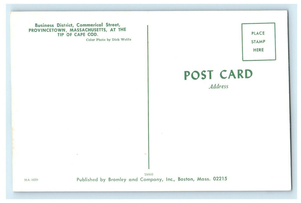 1952 Business District in Provincetown Massachusetts MA Postcard