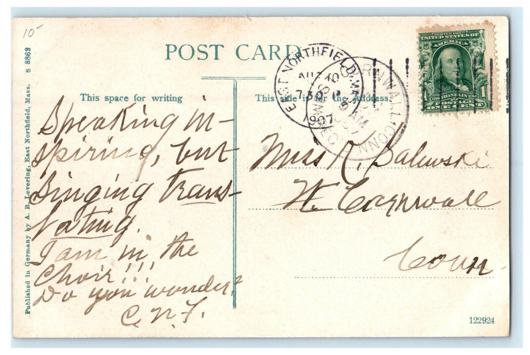 1907 Scene on the Campus, East Northfield Massachusetts MA Postcard