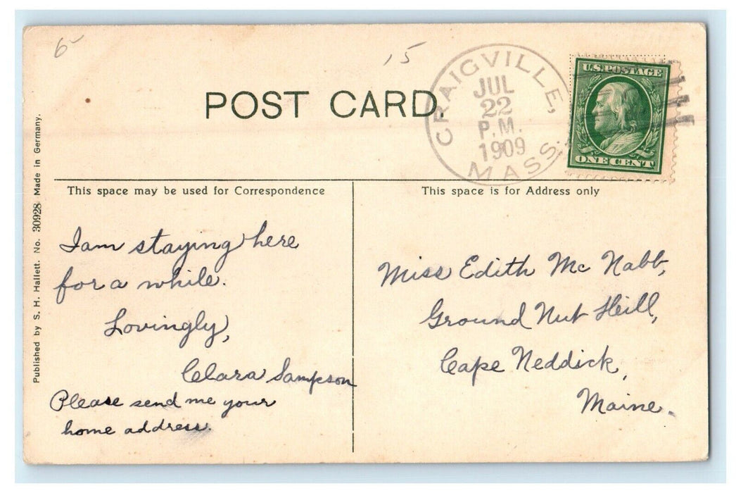 1909 View Of Tabernable Craigville Massachusetts MA Antique Postcard