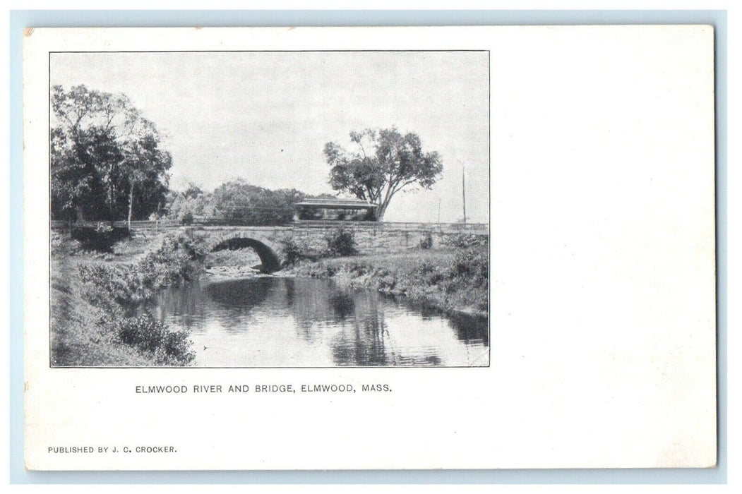 1905 Elmwood River and Bridge, Elmwood, Massachusetts MA Postcard