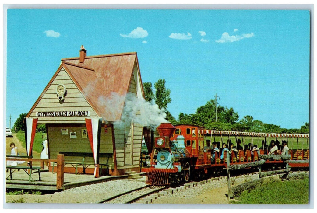 c1960s 1863 Frontier Train Ride Buck Lake Ranch Angola Indiana IN Postcard