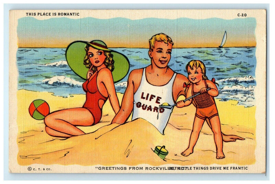 Greetings From Rockville Maryland MD Family At Beach Scene Postcard