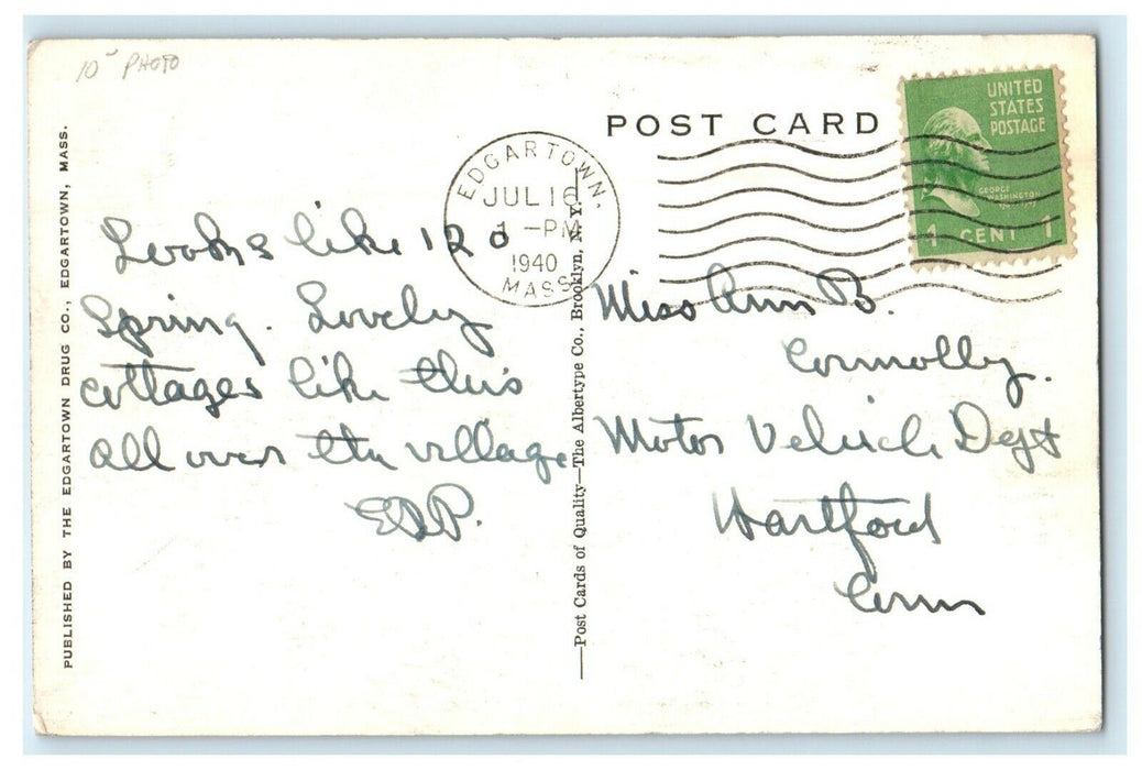 1940 R.W. Middleton House, Edgartown, Massachusetts MA Postcard