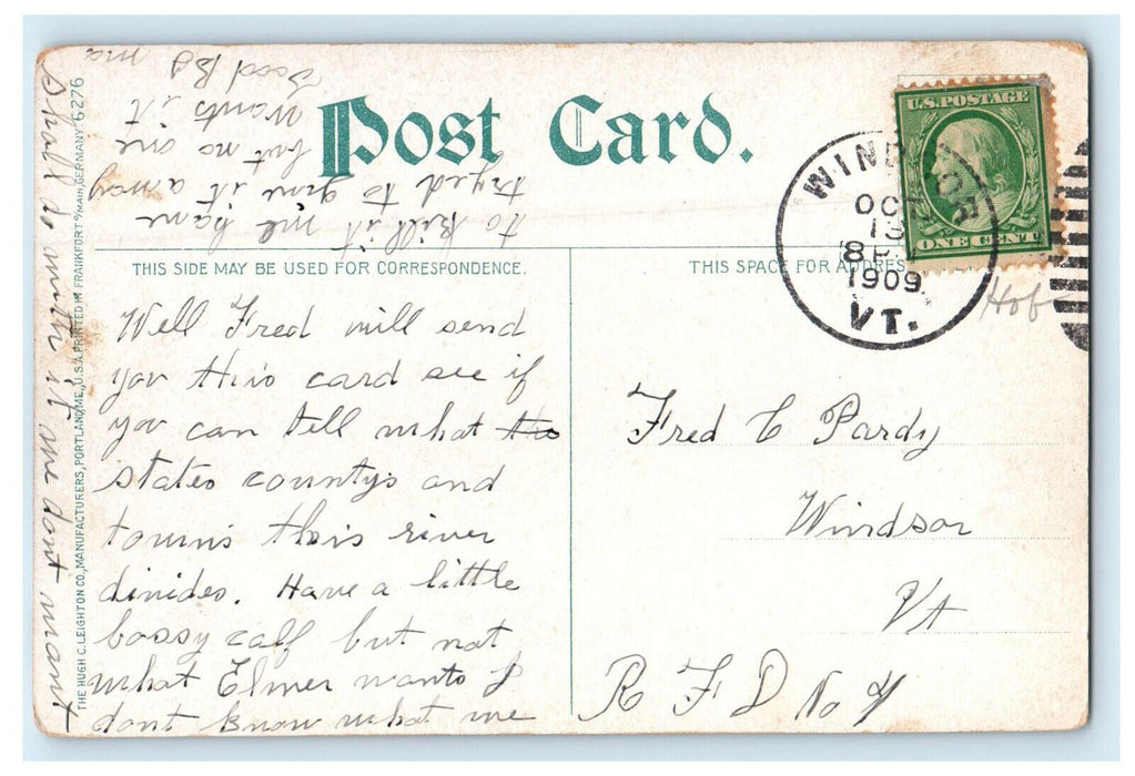 1909 No Man's Island, Woodsville, New Hampshire NH Posted Antique Postcard