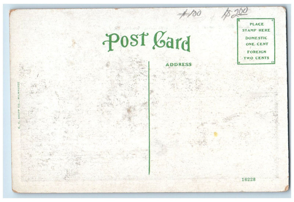 c1920s Kane County Court House, Greetings from Aurora IL City of Lights Postcard