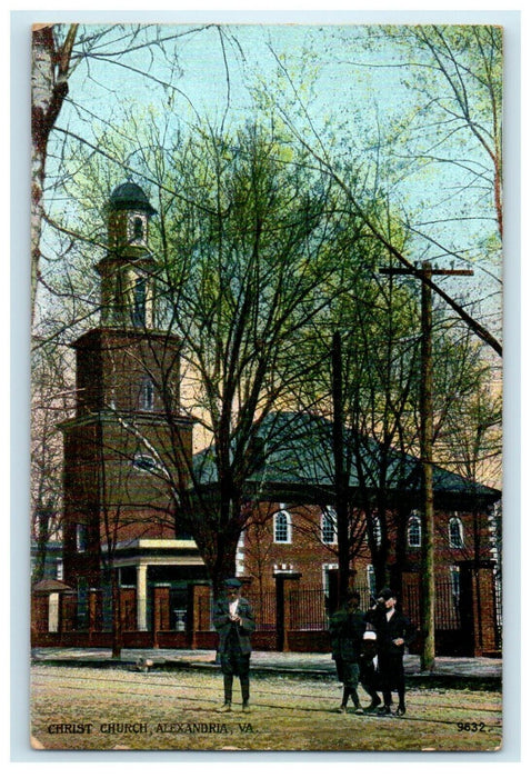 1912 Three Men Standing, Christ Church Alexandria Virginia VA Postcard