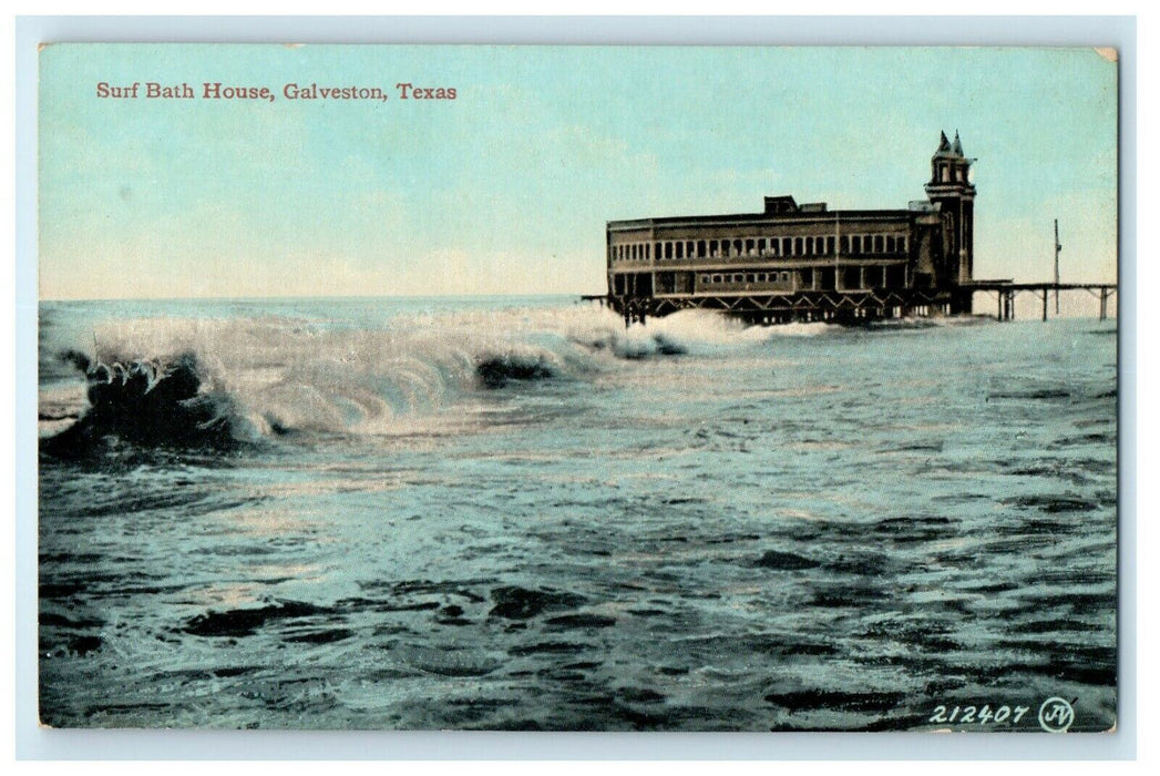 1912 Surf Bath House, Galveston Texas TX Antique Unposted Postcard