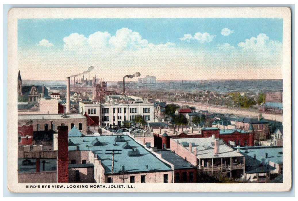 c1920s Bird's Eye View Looking North Joliet Illinois IL Antique Postcard