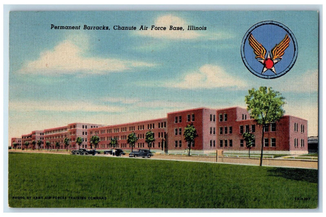 1954 Permanent Barracks Chanute Air Force Base Illinois IL Postcard