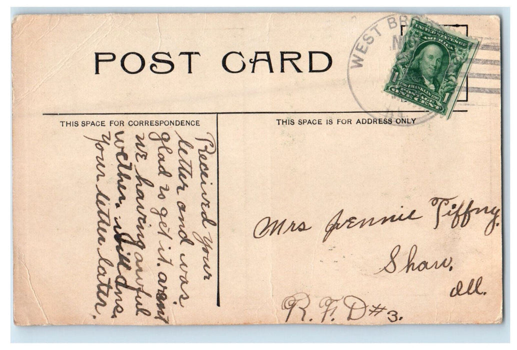 c1910 Public School and Methodist Church West Brooklyn Illinois IL Postcard
