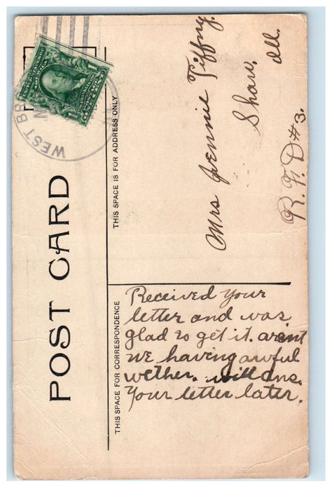 c1910 Public School and Methodist Church West Brooklyn Illinois IL Postcard