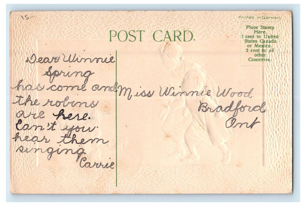 c1910's Joyous Easter Mother And Daughter Chasing Chicken Hen Chicks Postcard