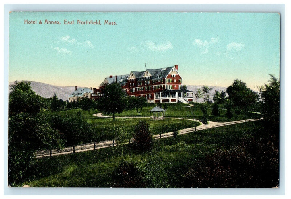 1914 Hotel and Annex, East Northfield, Massachusetts MA Antique Postcard