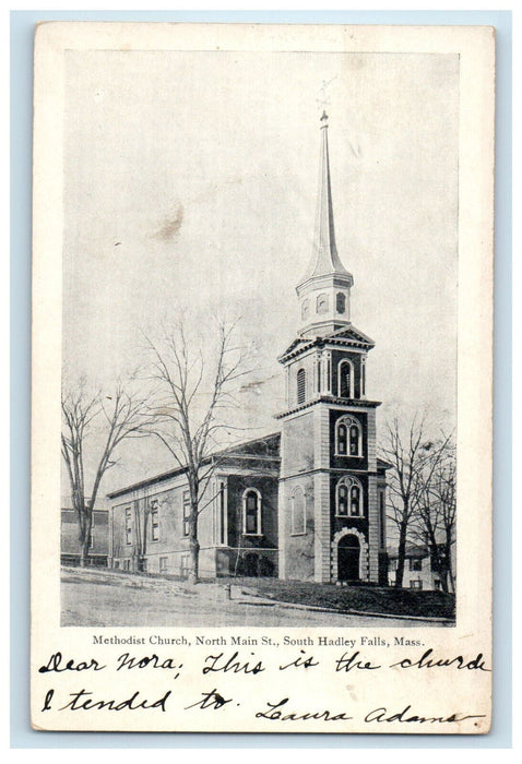 c1905 Methodist Church, North Main St. South Hadley Massachusetts MA Postcard