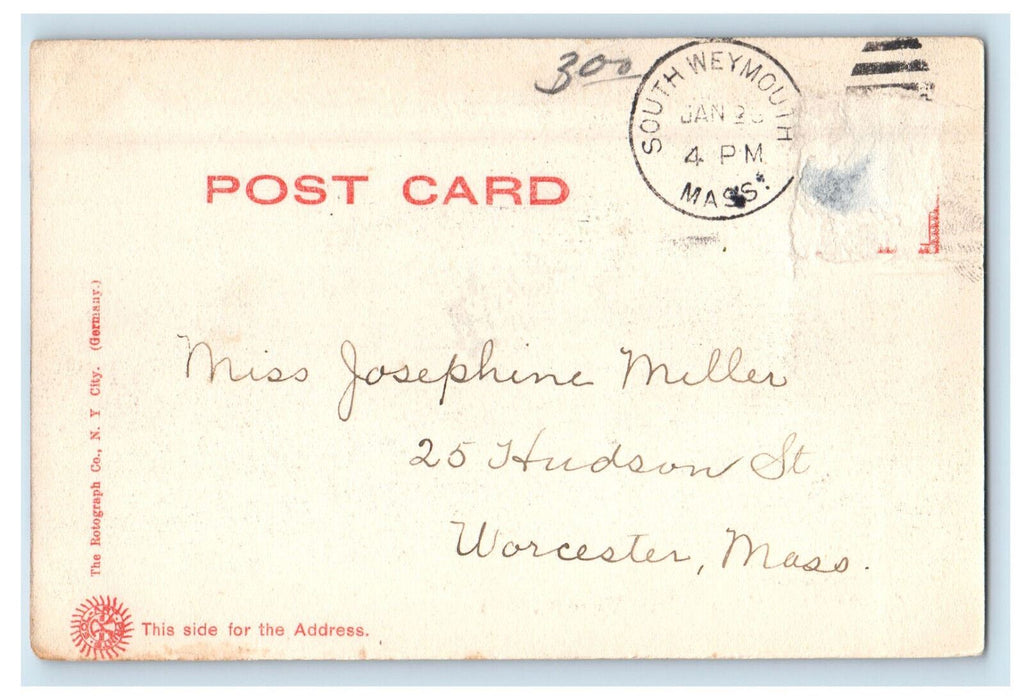 c1905 Fogg Library South Weymouth Massachusetts MA Posted Antique Postcard