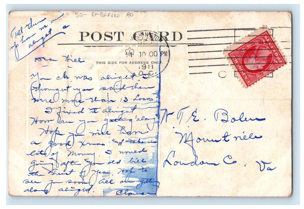 1911 Theodore Kromm & Sons Baltimore MD Embossed Advertising Postcard