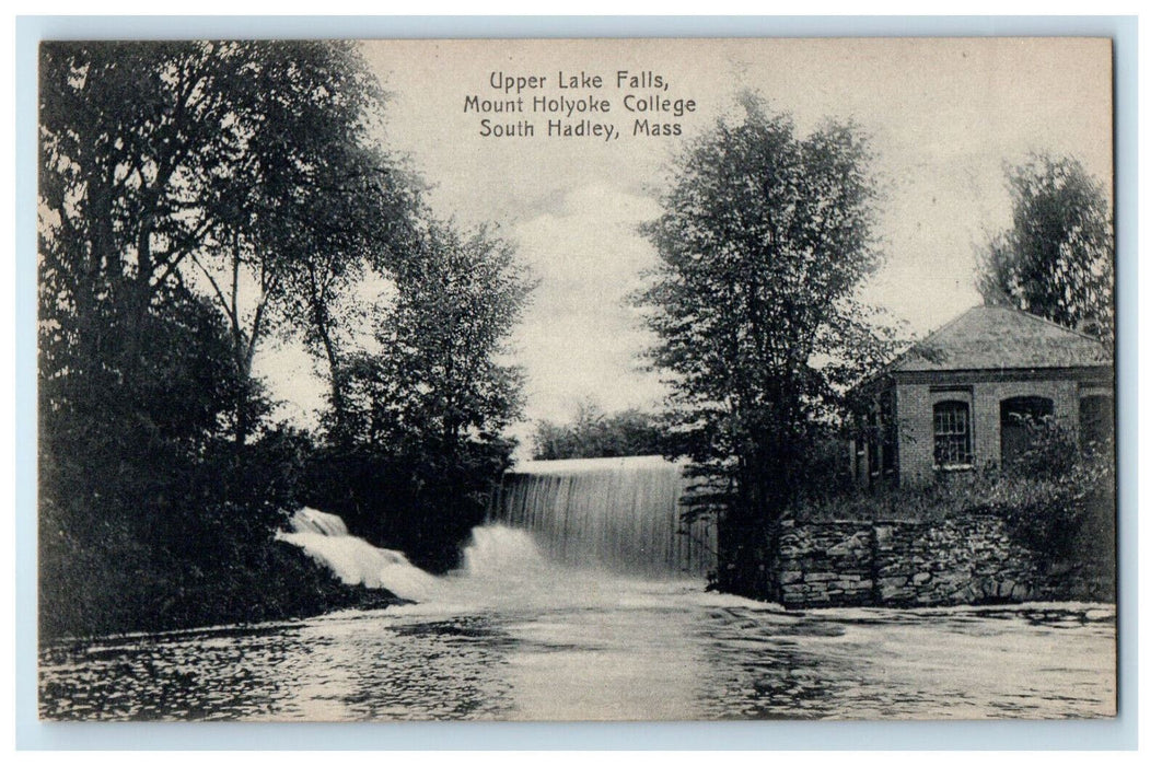 c1910 Upper Lake Falls, Mount Holyoke College So. Hadley MA Postcard