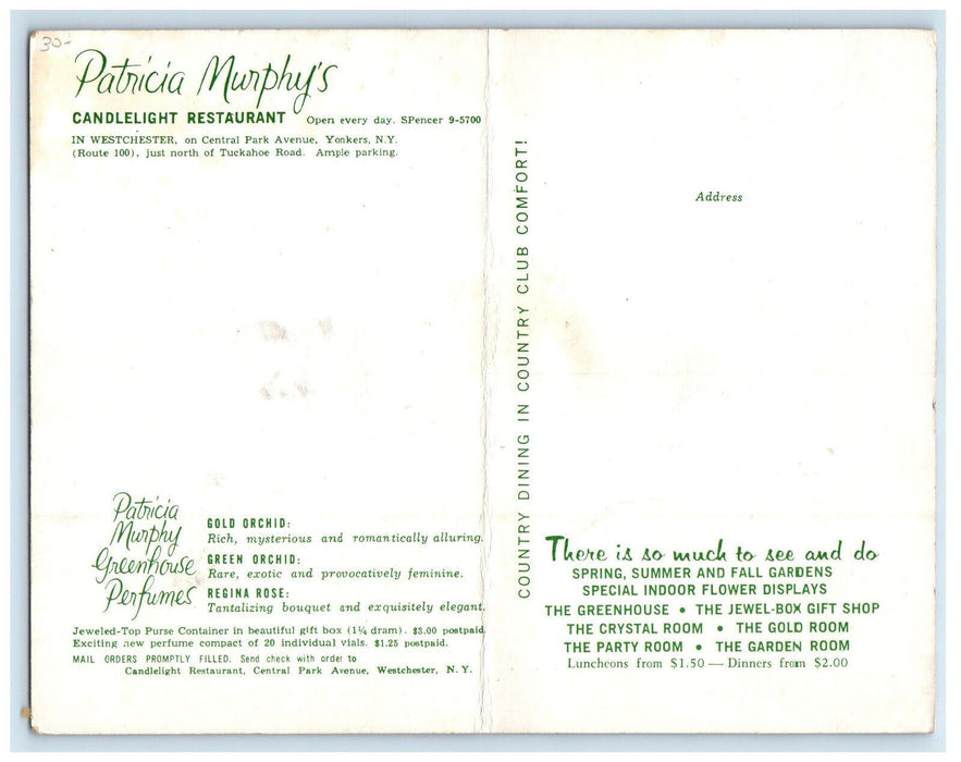 c1970s Flowers View Patricia Murphy's Candlelight Restaurant Yonkers NY Postcard