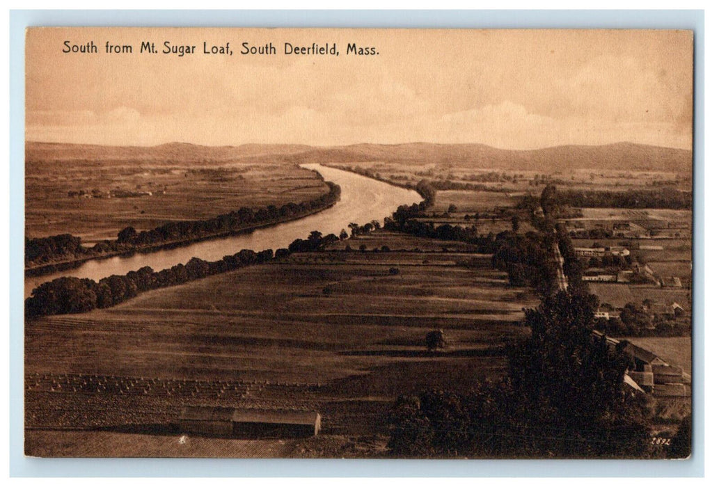 c1910 South from Mt. Sugar Loaf South Deerfield Massachusetts MA Postcard