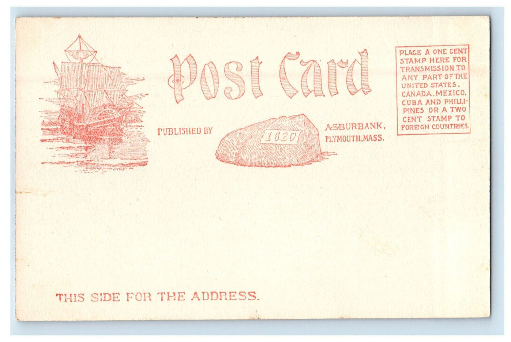 c1905 Myles Standish Grave, South Duxbury Massachusetts MA Postcard