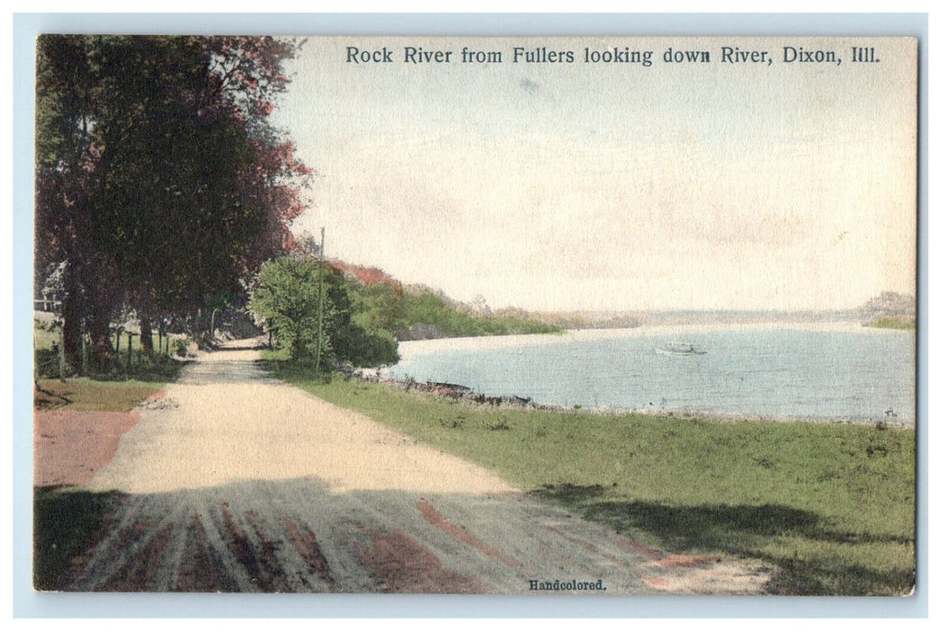 1908 Rock River from Fullers Looking Down River Dixon Illinois IL Postcard