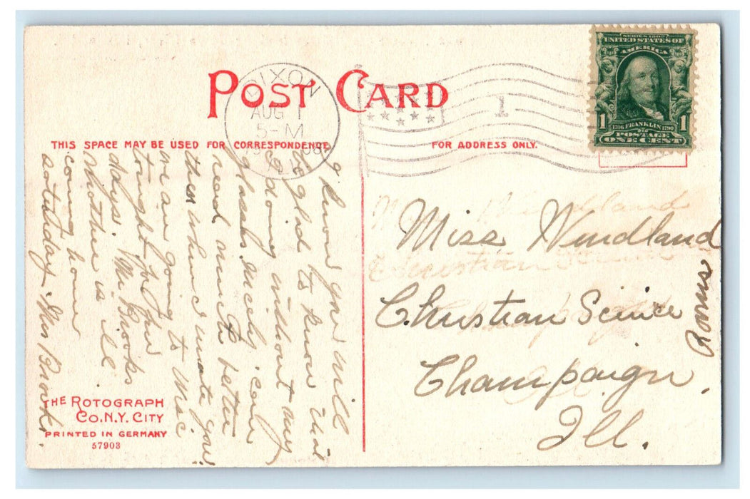 1908 Rock River from Fullers Looking Down River Dixon Illinois IL Postcard