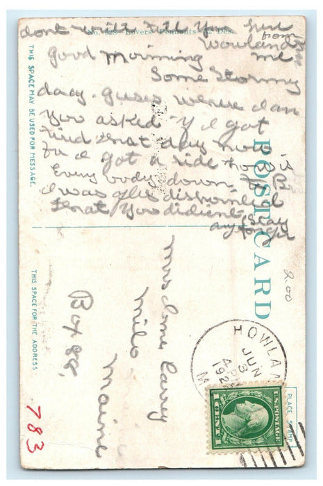 1922 Won't You Please Write To Pennant Howland Maine ME Couple Postcard