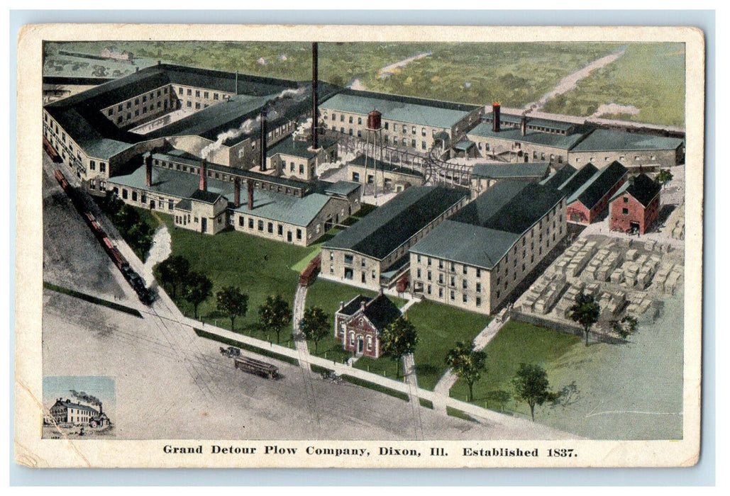 c1920s Grand Detour Plow Company Dixon Illinois IL EC Kropp Co. Postcard