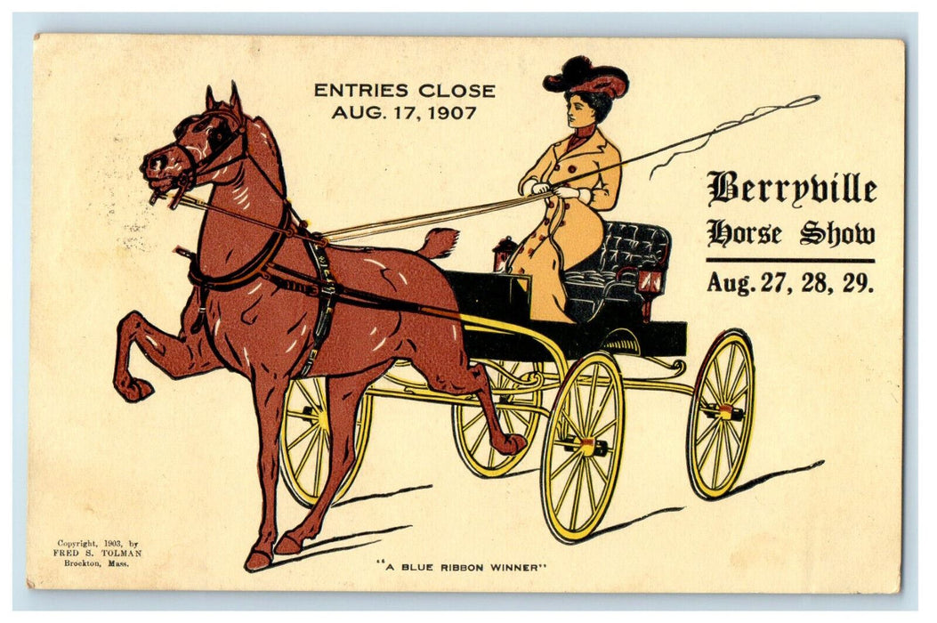 1907 Berryville Horse Show Entries Close Advertising Charlestown WV Postcard