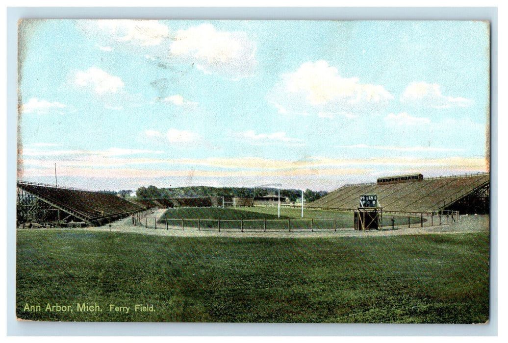 1909 Ferry Field Ann Arbor Michigan MI Posted Antique Hugh C Leighton Postcard