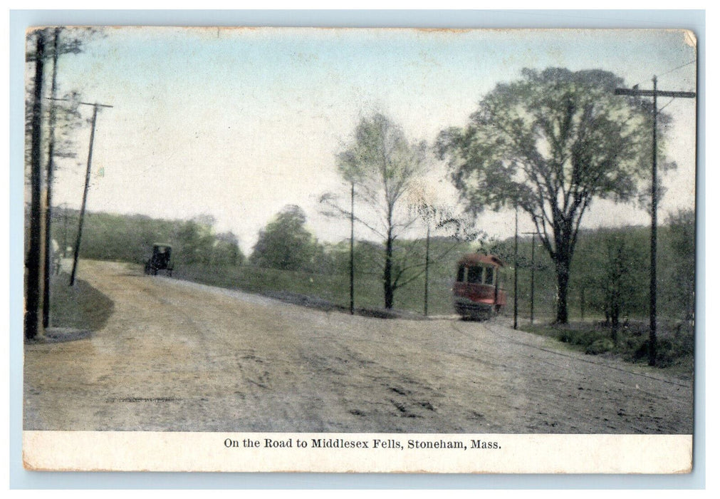 1910 On The Road to Middlesex Falls, Stoneham Massachusetts MA Postcard