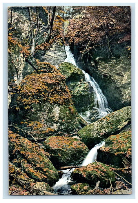 c1910 Roaring Brook Cascade and Mount Toby, Sunderland Massachusetts MA Postcard