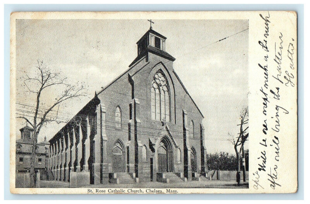 1908 St. Rose Catholic Church Chelsea Massachusetts MA Antique Postcard