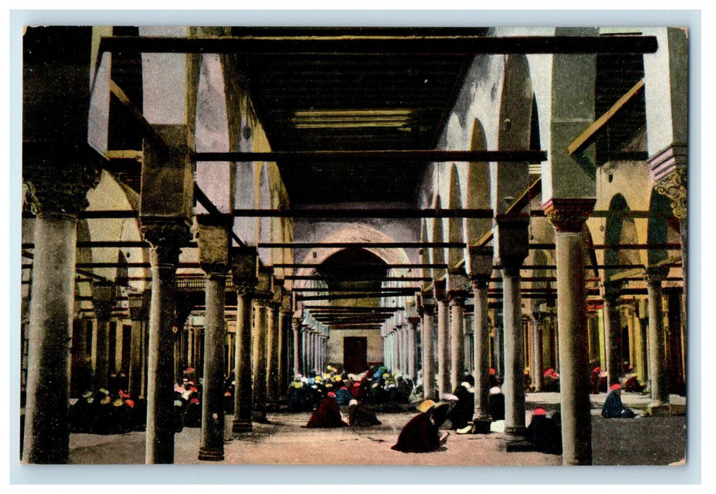 c1910 The Interior of El-Zhar University Cairo Egypt Antique Postcard