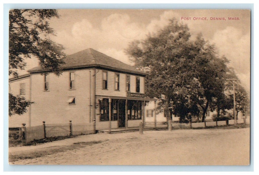c1910 Post Office Dirt Rock Scene Street Dennis Massachusetts MA Postcard
