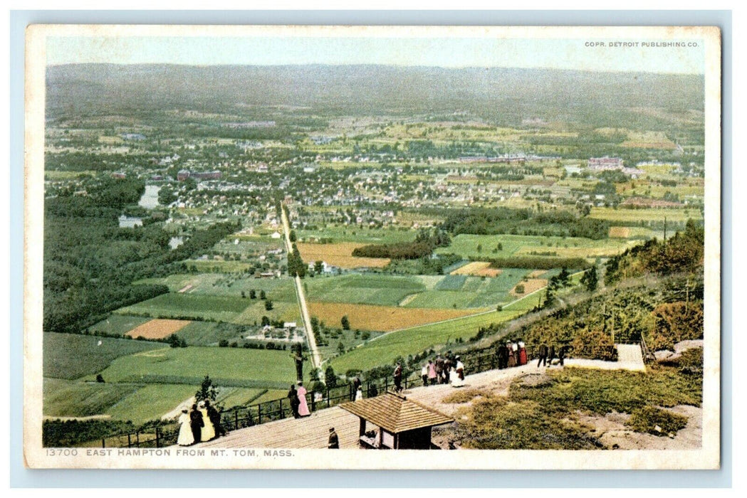 1913 Aerial View of Easthampton from Tom, Massachusetts MA Postcard
