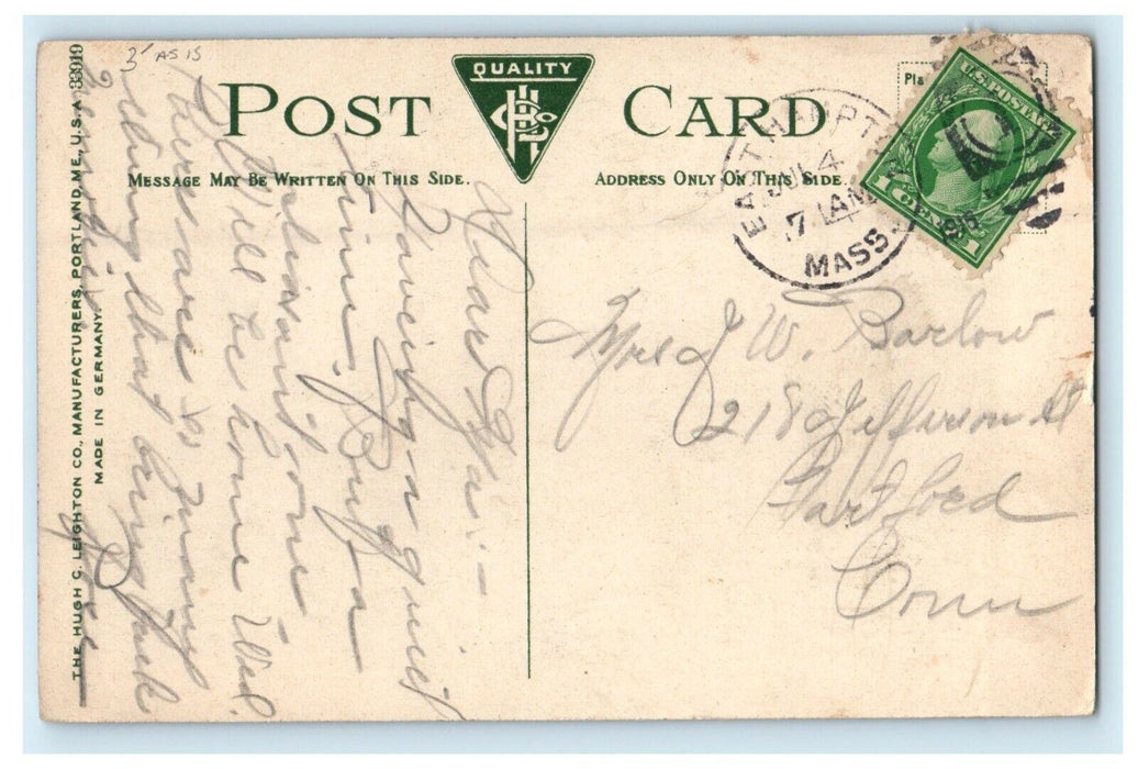 1915 Glimpse of Main Street, Easthampton, Massachusetts MA Postcard