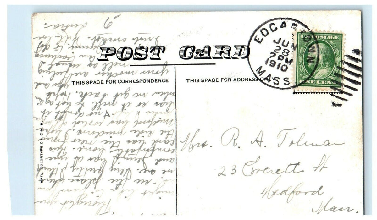 1910 Harbor at Edgartown Massachusetts MA Antique Posted Postcard
